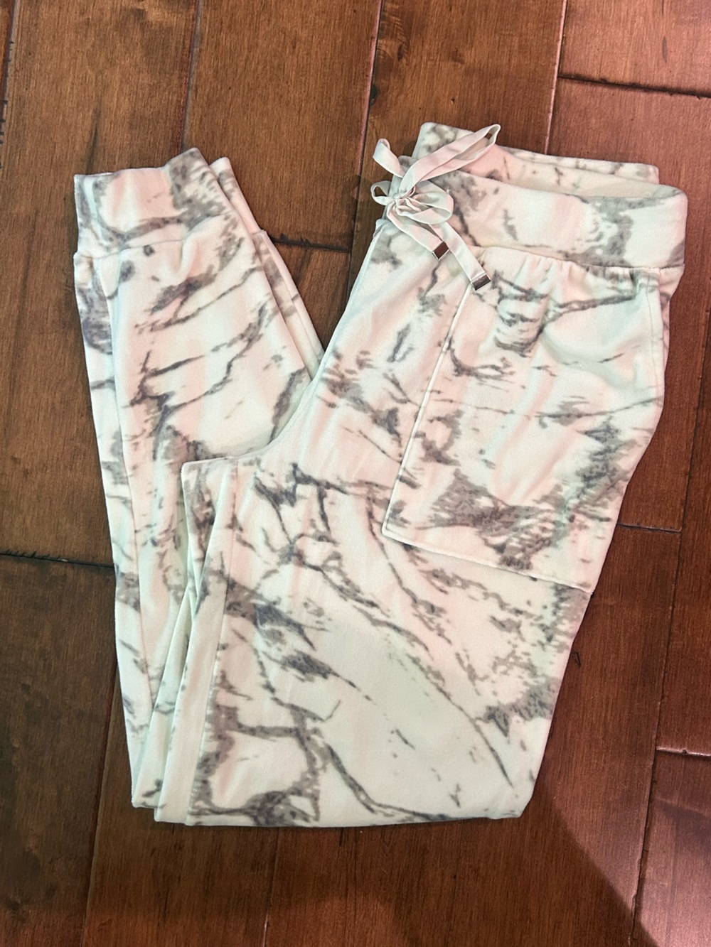 Soma wknd Marble-Print Pajama Joggers in White and Gray
